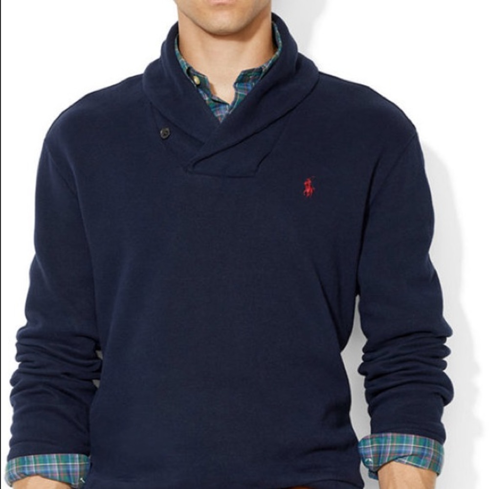 Polo shawl neck  pullover w/ elbow pads size small